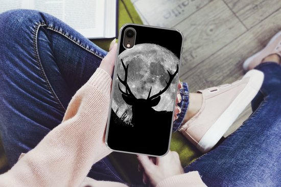 Coque iPhone XR - Cerf - Lune - Nuit - Siliconen