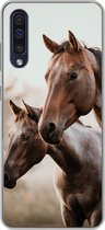 Geschikt voor Samsung Galaxy A50 hoesje - Paarden - Natuur - Bruin - Siliconen Telefoonhoesje