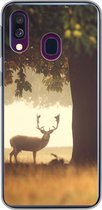 Geschikt voor Samsung Galaxy A40 hoesje - Hert - Bomen - Bos - Siliconen Telefoonhoesje