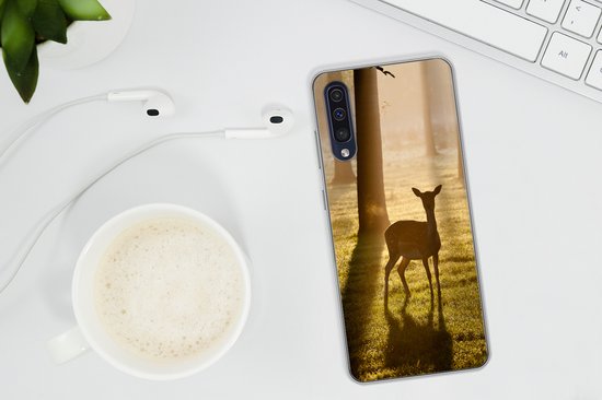 Coque Samsung Galaxy A50 - Cerfs - Soleil - Arbres - Étui de téléphone en Siliconen