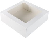 Boîte à gâteaux avec fenêtre 26x26x9cm. Wit 50pcs
