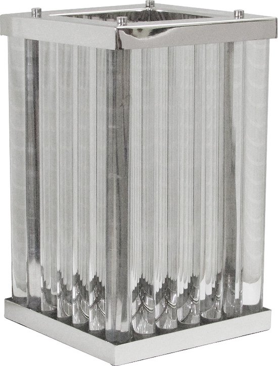 Windlicht Licht 25x25x40cm Art Deco Groot Vierkant Zilverglas