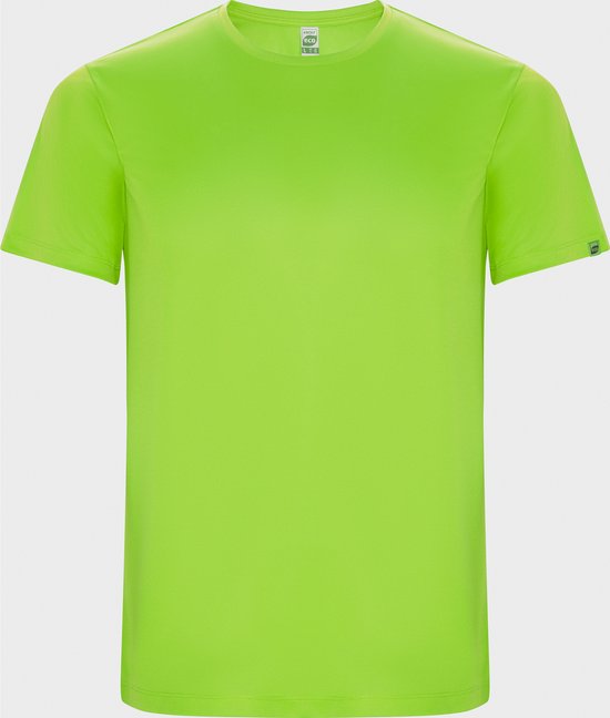 Fluorescent Groen kinder unisex sportshirt korte mouwen 'Imola' merk Roly 12 jaar 146-152