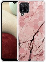 Hoesje Geschikt voor Samsung Galaxy A12 Pink Marble