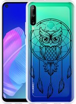 Huawei P40 Lite E Hoesje Dream Owl Mandala Black Designed by Cazy