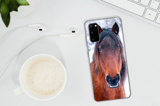 Coque Samsung Galaxy S20 - Cheval - Hiver - Flocon de neige - Coque de téléphone en Siliconen