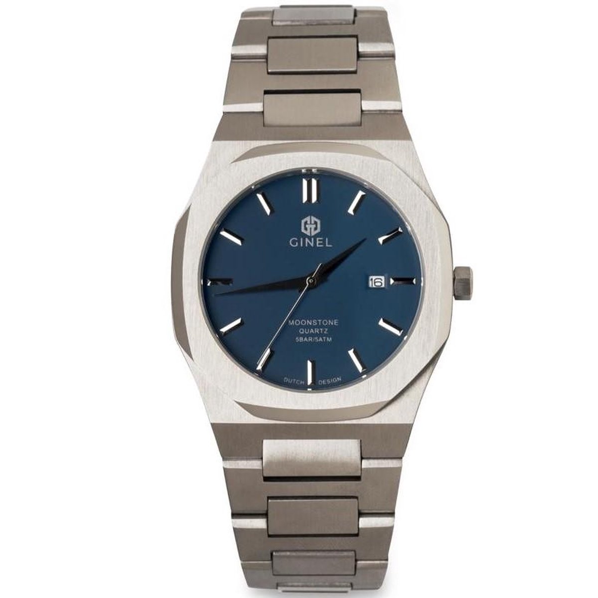 GINEL Heren Horloge - Horloge voor mannen - Zilverkleurig - Roestvrij Staal - Waterdicht - 40 MM
