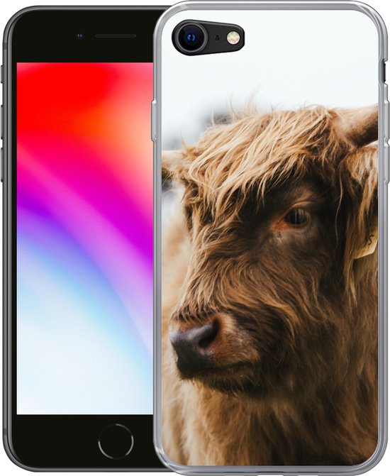Coque iPhone SE 2020 - Highlander écossais - Animaux - Cornes - Siliconen