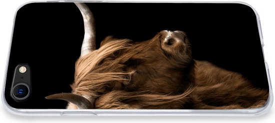 Coque iPhone 7 - Scottish Highlander - Vache - Zwart - Siliconen