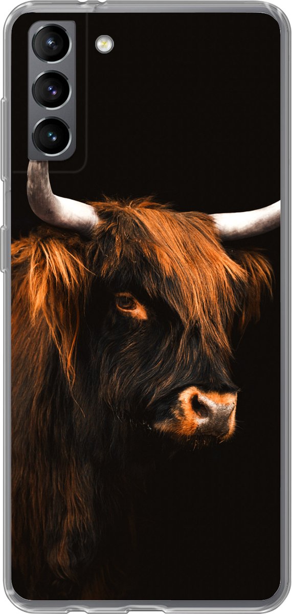 Telefoonhoesje Geschikt voor Samsung Galaxy S21 Plus hoesje - Schotse hooglander - Vacht - Koe - Siliconen Telefoonhoesje Telefoonhoesje