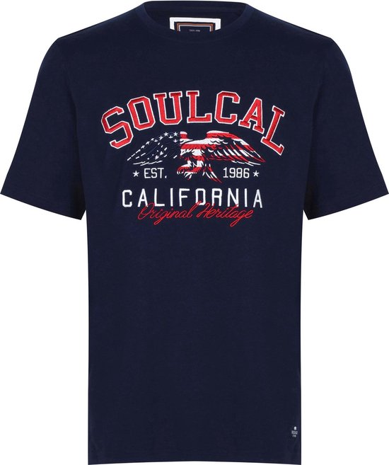 SoulCal - T-Shirt - Logo shirt - Heren - Donker blauw - S