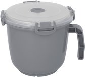 Vershoudbakje - 1 liter - Noedels, soep, yoghurt of ander voedsel - Geschikt voor magnetron, vaatwasser en vriezer - Grijs - Meal prep, bewaardoos, vershoudbakje
