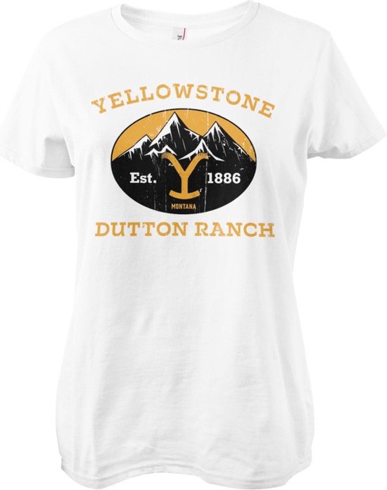 Yellowstone Dames Tshirt Dutton Ranch Montana - Est. 1886 Wit