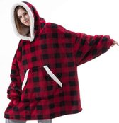 Super Comfy Fleece Hoodie – Trui en Deken in één – Unisex – Rood/Zwart