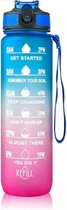Motivatie waterfles - 1 liter fles - waterfles met tijdmarkeringen - inclusief accessoires