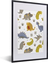 Poster in fotolijst kind - Schilderij voor kinderen - Dinosaurus - Kinderen - Design - Jongens - Meisjes - Kinderkamer decoratie - 40x60 cm - Poster kinderkamer