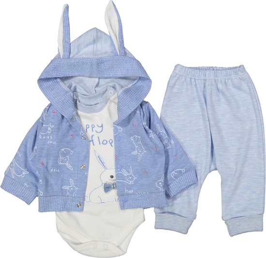 Jongen - 3 delige set - kledingset - babyset - blauw - maat 56/62 - baby boy