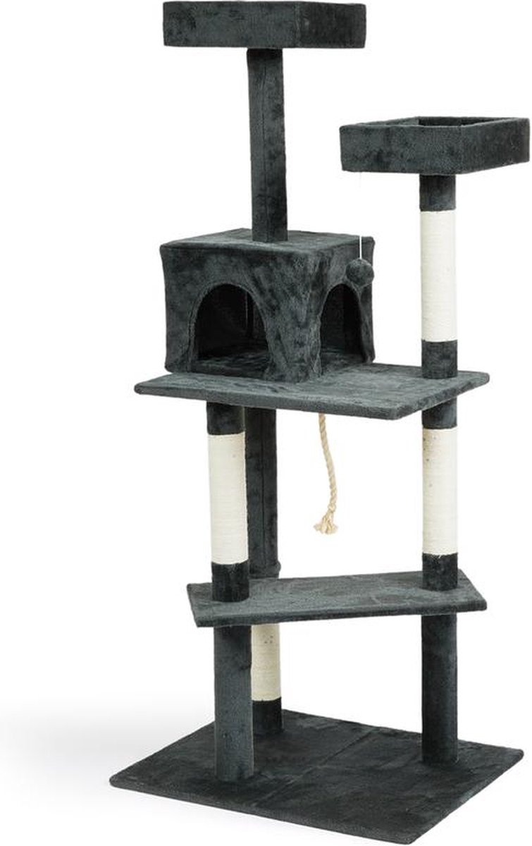 Acaza Krabpaal - Krabpaal Voor Grote Katten - Kattenboom Met Hangmat Kattenpaal 100 Cm Lichtgrijs