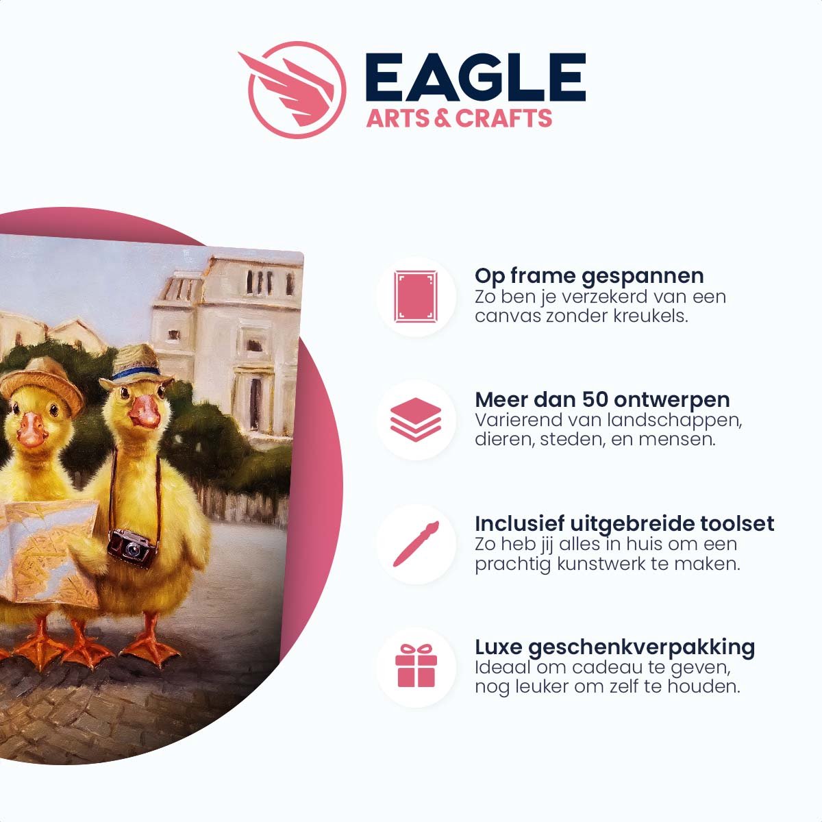 Eagle® Schilderen op Nummer Volwassenen - Toeristen - Gespannen op Frame - 50x40cm — afbeelding 3