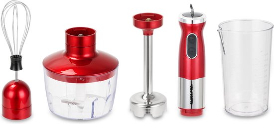 Swiss Pro+ Blender Mixer Plongeur 3-in-1 - Mixeur Multifonction - Mixeur  Soupe en Acier Inoxydable - Rouge - 700W