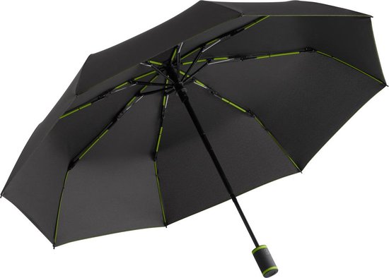 Fare AOC-Mini Style luxe opvouwbare paraplu met gekleurd frame zwart lime groen 97 centimeter