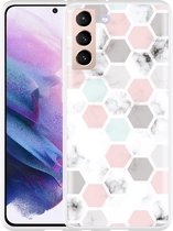 Hoesje Geschikt voor Samsung Galaxy S21 Marmer Honeycomb