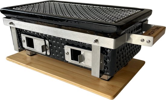 WOLFF BBQ |Shichirin grill |Keramische tafel barbecue |Rechthoek model met 2x lucht inlaad |Buitenhuis gebruik van Wolff BBQ — afbeelding 4