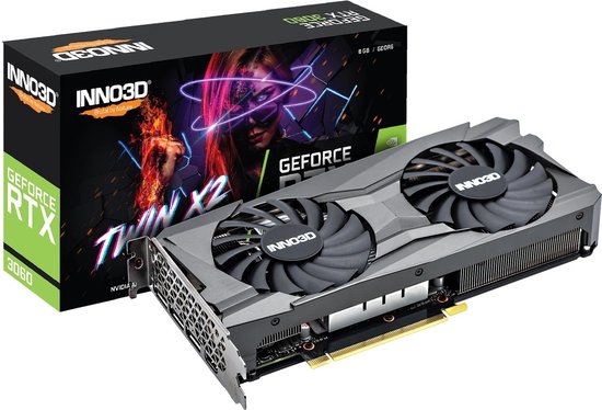 Inno3D GeForce RTX 3060 Twin X2, GeForce RTX 3060, 8 GB, GDDR6, 128 Bit, 7680 x 4320 Pixels, PCI Express x16 4.0