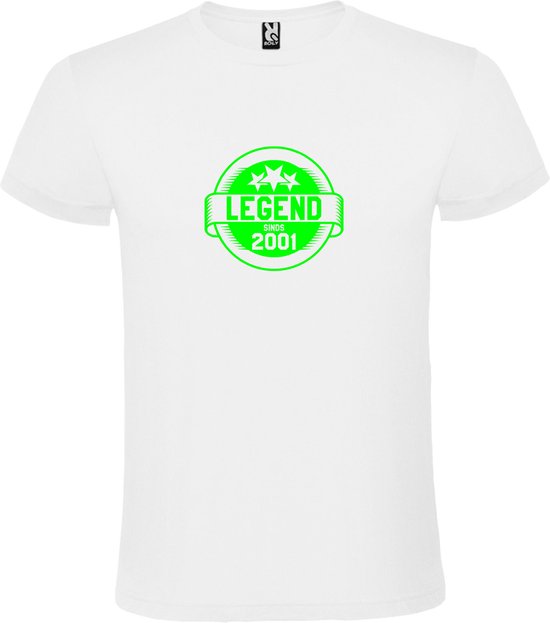 Wit T-Shirt met “Legend sinds 2001 “ Afbeelding