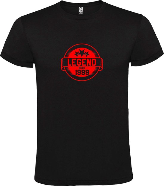 Zwart T-Shirt met “Legend sinds 1999 “ Afbeelding Rood Size XXXXL