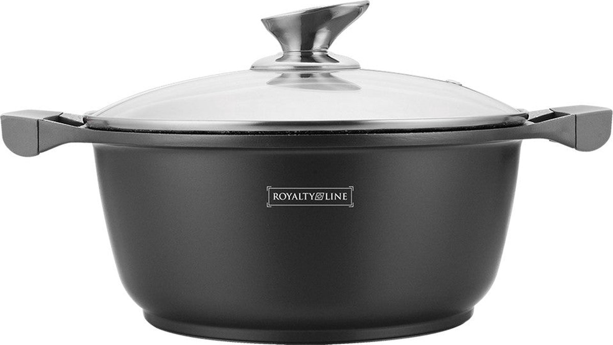 Kookkunst Holland braadpan met glazen deksel marmeren coating