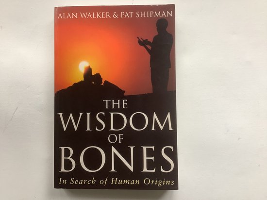 Boek 'The Wisdom of Bones' met een afbeelding van een silhouet van een persoon tegen een zonsondergang.