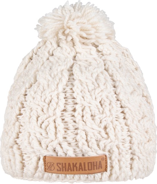 Shakaloha Gebreide Wollen Muts Heren & Dames Beanie Hat van merino wol zonder voering - Blegter Beanie Mrn Ivory Unisex - One Size Wintermuts.
