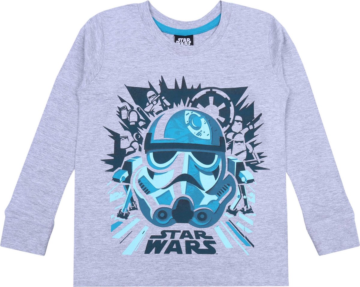 Grijs T-shirt met lange mouwen en een Stormtrooper print / 140