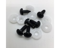 zwarte ronde veiligheidsoogjes 8 mm inclusief sluitring, 10 paar