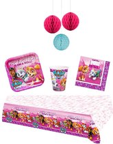 Nickelodeon - Paw Patrol Feestpakket - Meisjes - Roze - Feestartikelen kinderfeest voor 8 kinderen - Bekers - Bordjes - Servetten - Tafelkleed en Honeycomb