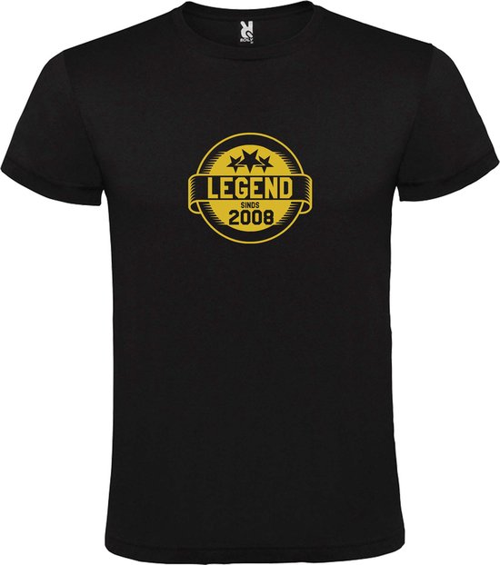 Zwart T-Shirt met “Legend sinds 2008 “ Afbeelding Goud Size XXXXL