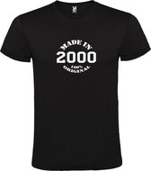 Zwart T-Shirt met “Made in 2000 / 100% Original “ Afbeelding Wit Size XXXXXL