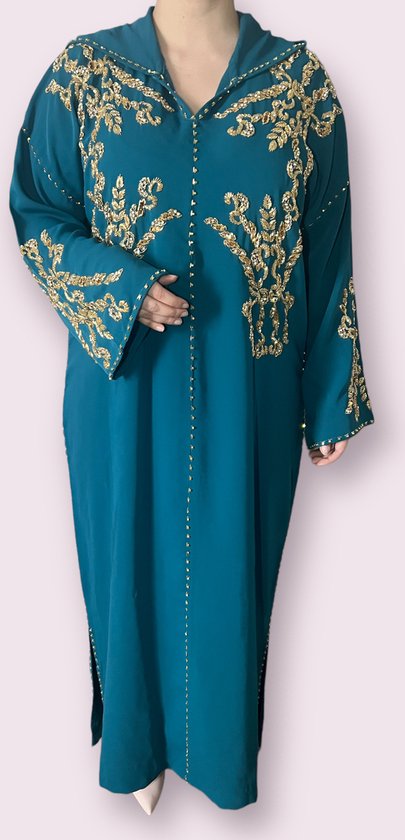 Caftan Original - Robe femme - Jellaba Turquoise - Taille M/L