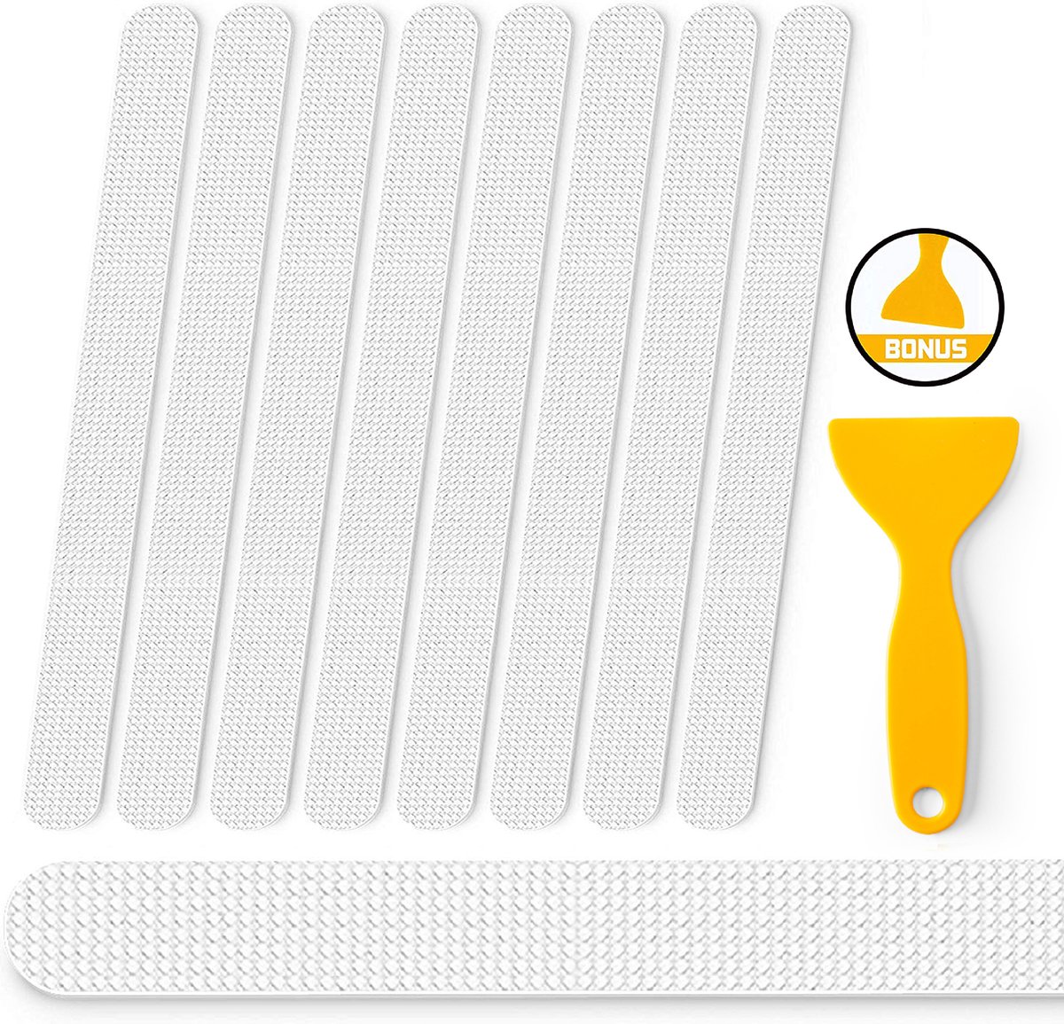 RX Goods 25 Stuks Zelfklevende Anti Slip Strips Stickers – 2 cm x 20 cm - Met Schraper – Transparante Antislip Tape