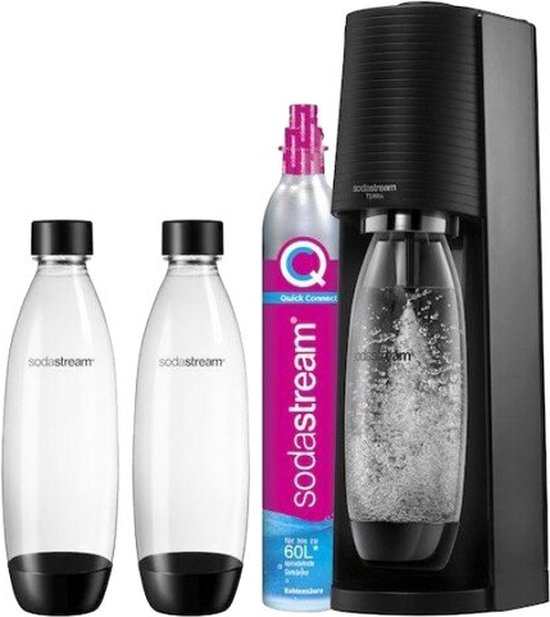 SodaStream TERRA Megapack- zwart- Incl. Quick Connect Koolzuurcilinder - Met 2 herbruikbare plastic flessen
