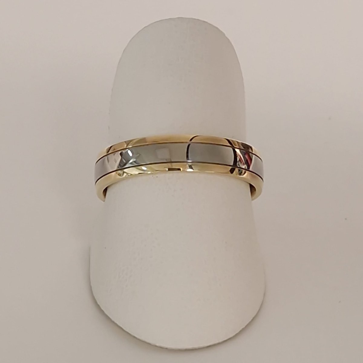 trouwring - heren - Aller Spanninga - 111-5 - geelgoud 14 karaat - palladium - 5 mm - sale Juwelier Verlinden St. Hubert – van €953,= voor €619,=