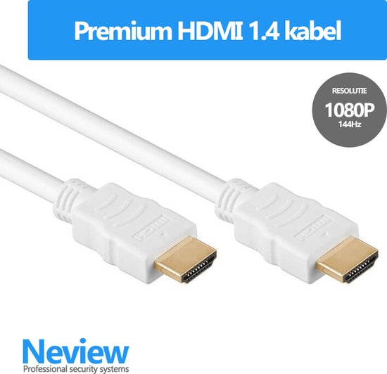 Neview - Câble Premium HDMI 1.4 de 7,5 mètres - 1080p @ 144 Hz - Wit