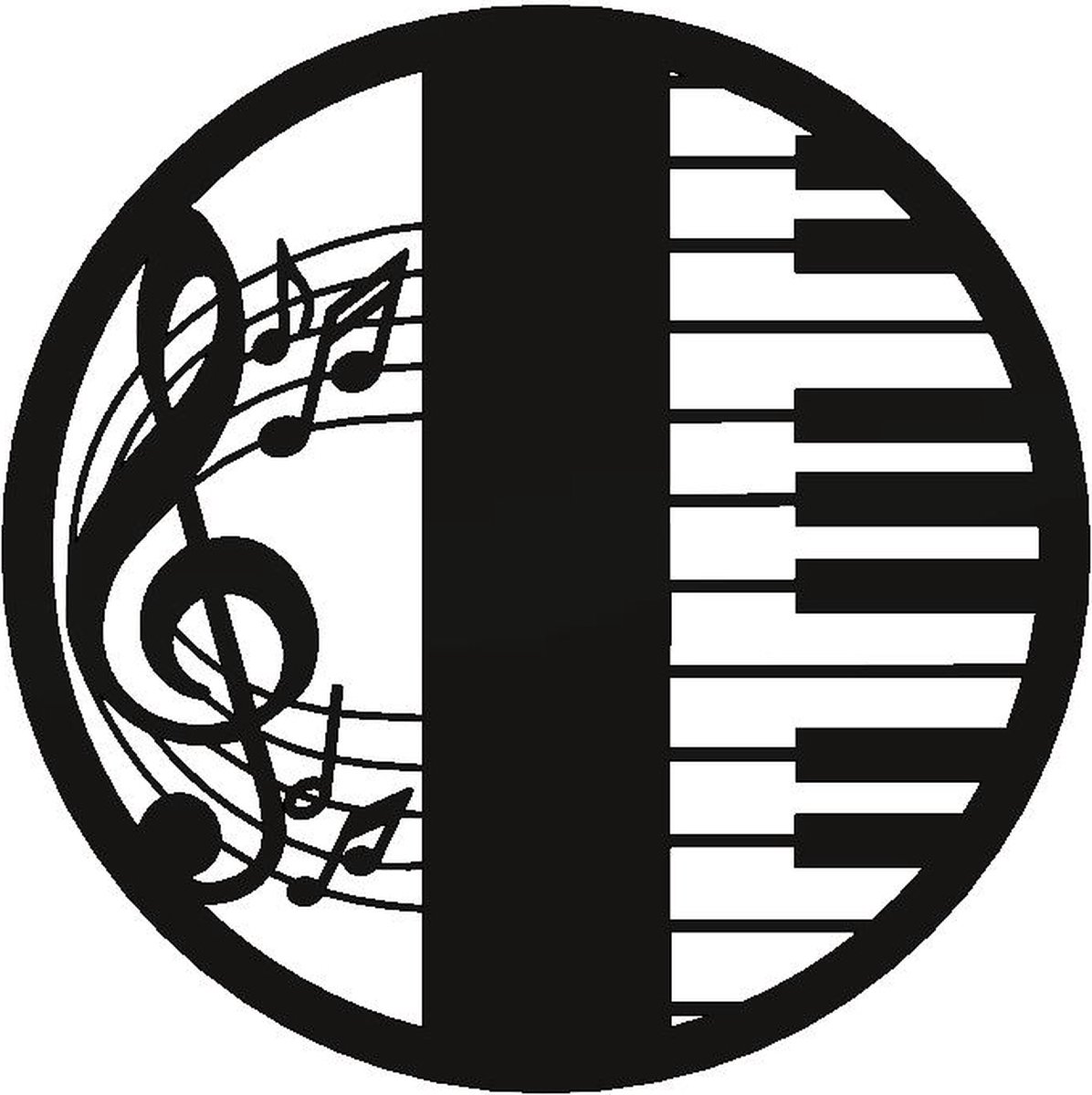 Kunst van metaal - muziek - wanddecoratie industrieel - zwart gepoedercoat - staal - metaal