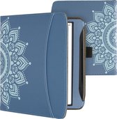 kwmobile flip cover pour Pocketbook Era - Housse avec poignée et poche frontale pour liseuse - Etui livre bleu - Motif Soleil Levant