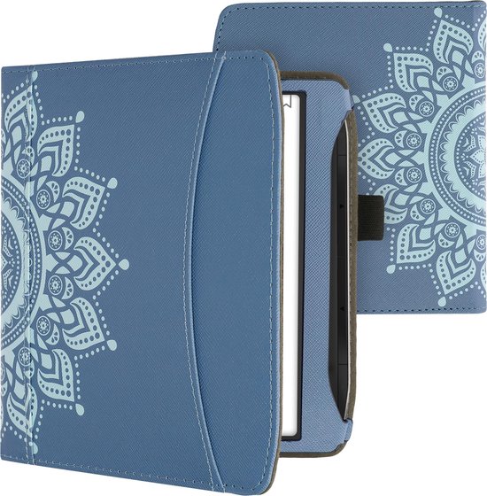 kwmobile flip cover voor Pocketbook Era - Hoes met handgreep en voorvak voor e-reader - Book case in blauw - Opkomende Zon design