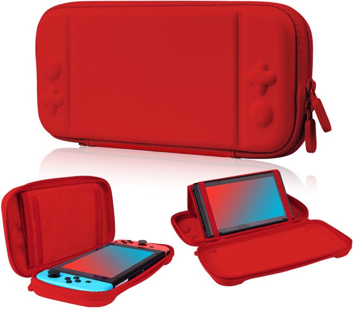 Yes In LAB - Beschermhoes geschikt voor Nintendo Switch/OLED met polsband - Rood - Case - Opbergtas voor console en accessoires - Hoes - Hard Case - Cover