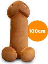 Zachte en grote penis piemel knuffel -  kussen - XL formaat (1 meter) - bruin