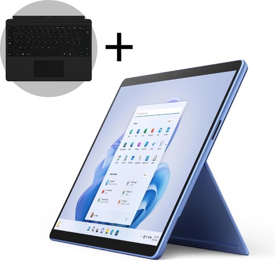 Microsoft Surface Pro 9 - Touchscreen - i5/8GB/256GB - 13 Inch - Sapphire + Pro X Keyboard Cover - QWERTY - Zwart Microsoft Surface Pro 9 - Touchscreen - i5/8GB/256GB - 13 Inch - Sapphire + Pro X Keyboard Cover - QWERTY - Zwart