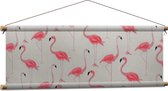 Textielposter - Patroon van Flamingo's - 90x30 cm Foto op Textiel